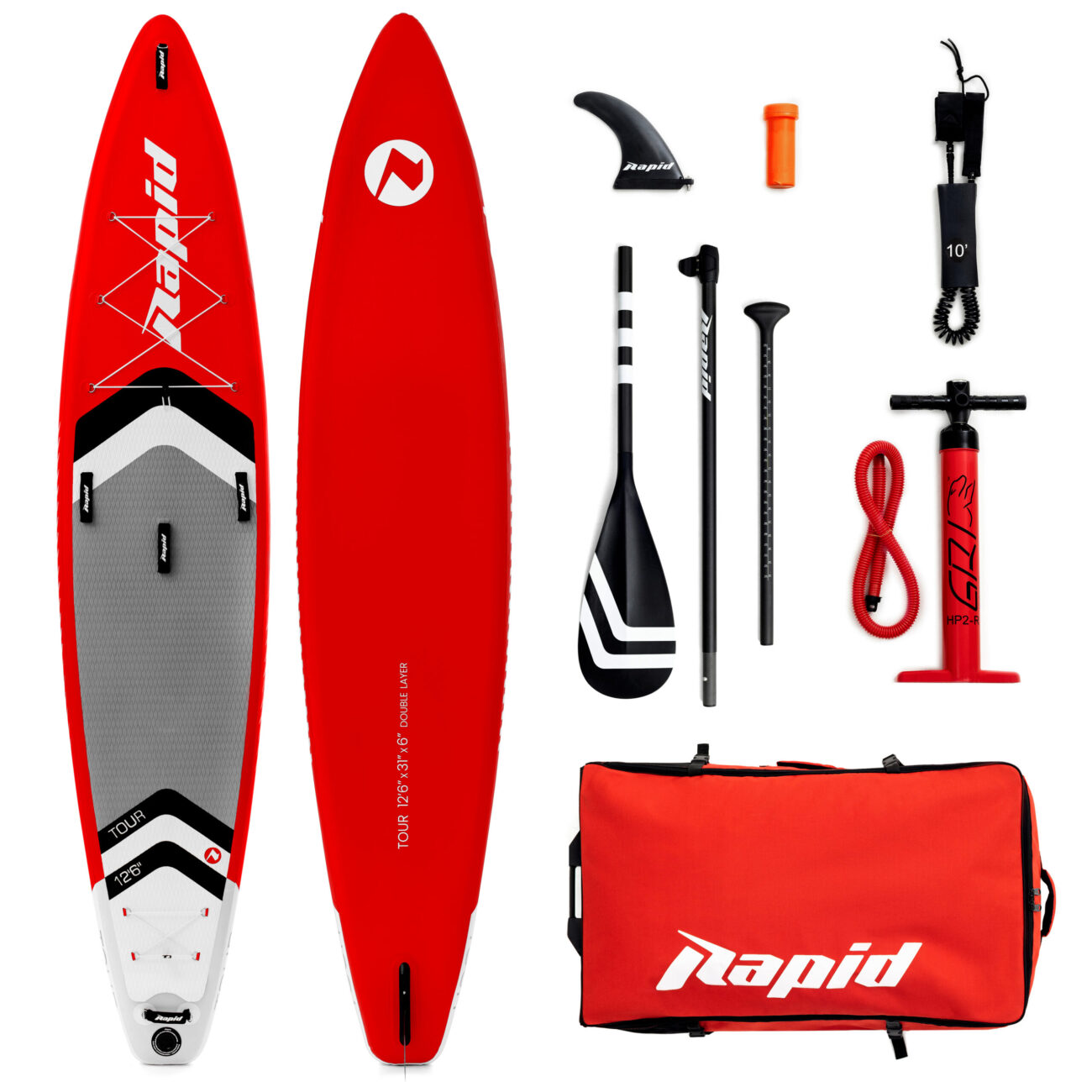 Pripučiama irklentė Rapid Tour 12’6″ Red - Vaizdas 6